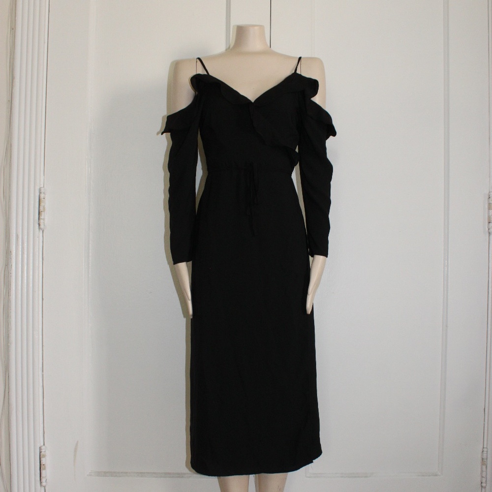 TOPSHOP RUFFLE WRAP MIDI DRESS - Picture 3 of 5